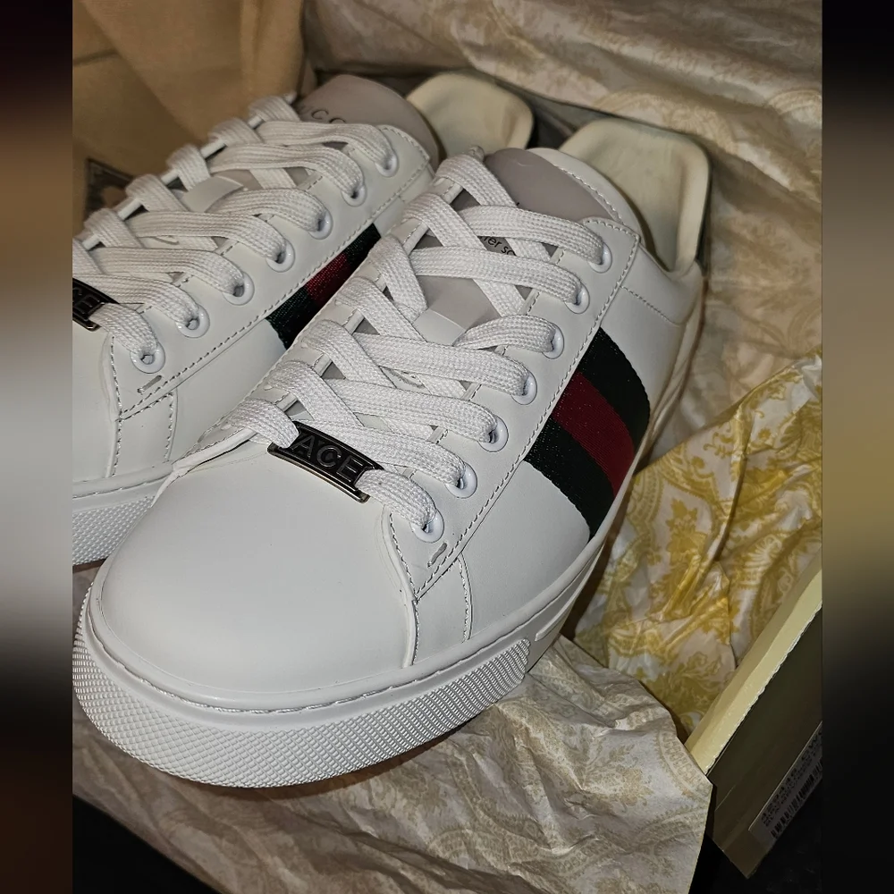 Gucci White Ace Sneakers Size Us 9 Mens New - Picture 2 of 7